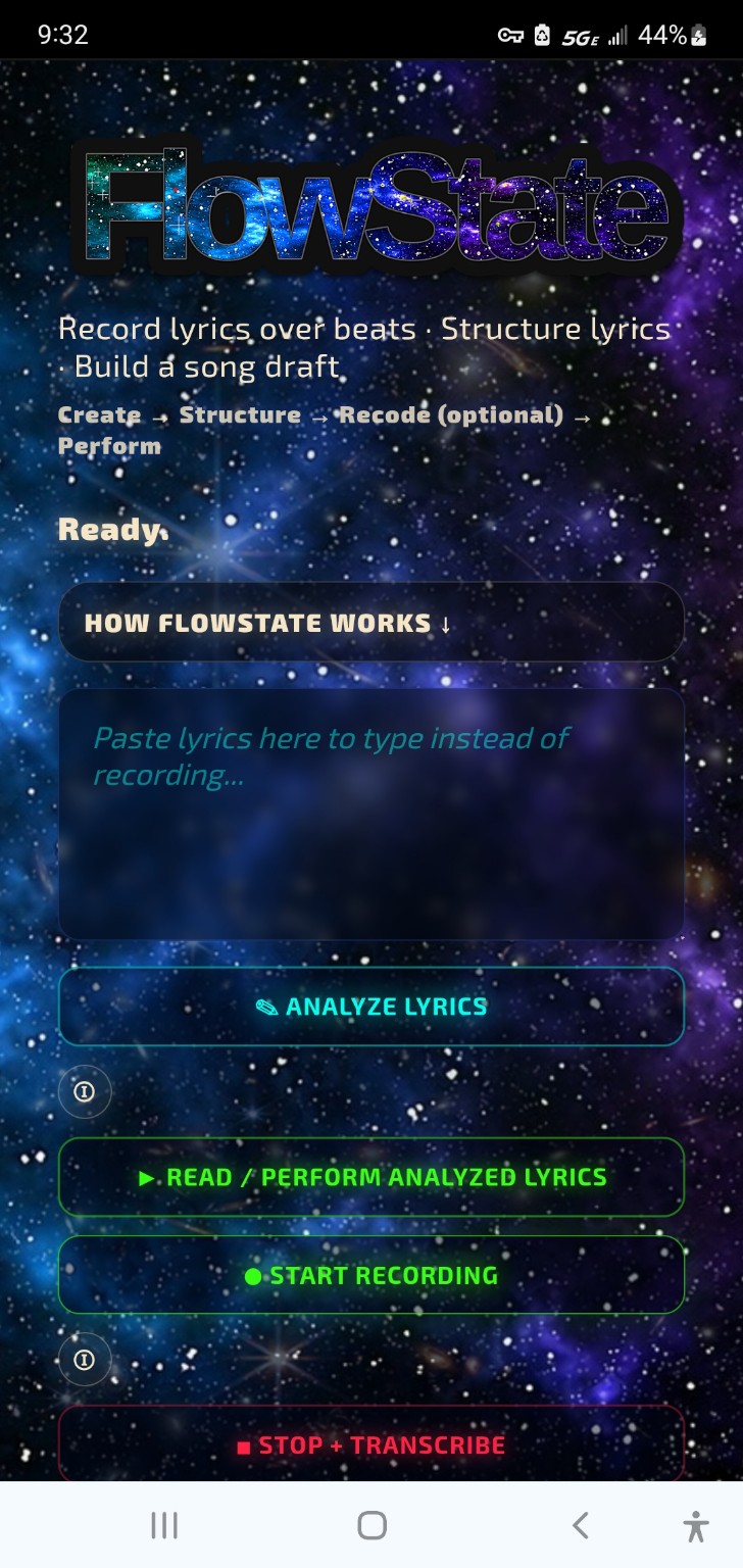 FlowState app screen