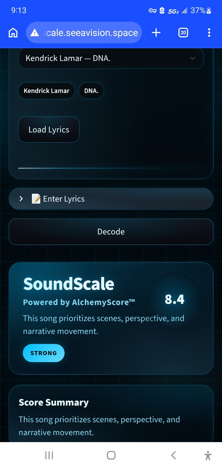 SoundScale decode screen